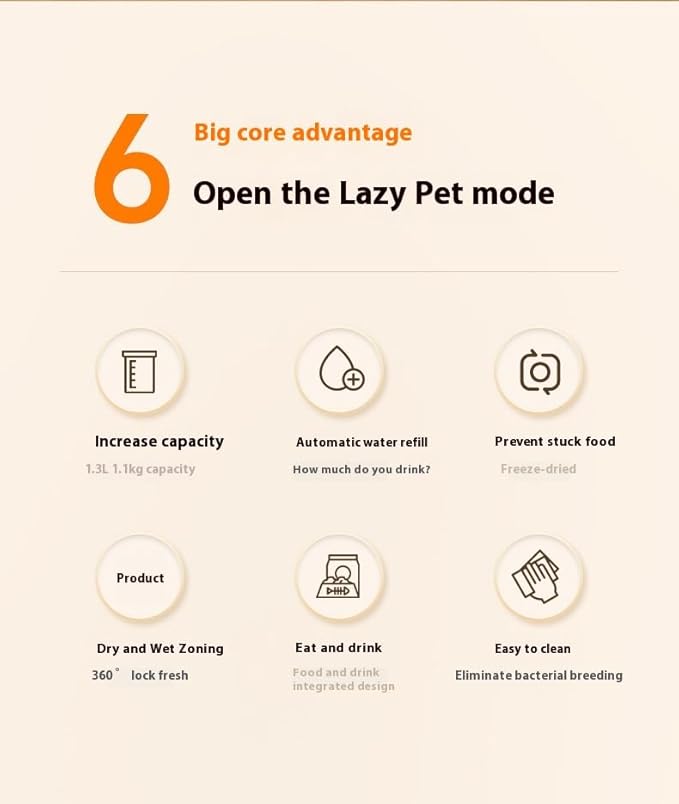 2-in-1 Automatic Pet Food and Water Dispenser, Cat Feeding Station with Storage Container, White and Orange