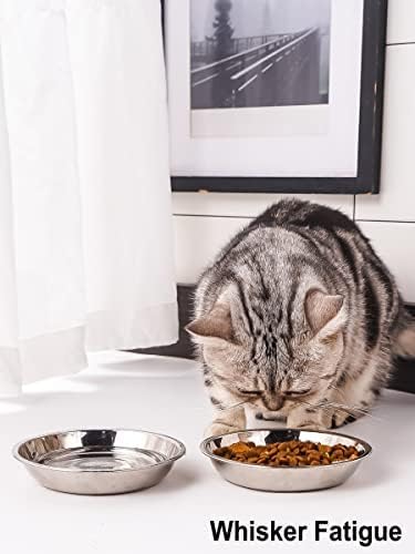 VENTION Small Shallow Cat Food Bowls, Outer Dia. 5.7 in Whisker Fatigue Cat Bowl, Stainless Steel Cat Food Dish for Indoor Cats, Set of 6 Replacement Cat Bowls for Raised Station(10.8 Fl.oz)