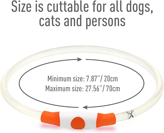 Colaseeme LED Dog Collar, Light Up Dog Collar 1 Count USB Rechargeable TPU Glow Safety Dog Necklace Light, Dog Lights for Small Medium Large Dogs, Please Do Not Use Fast Charging (Orange)