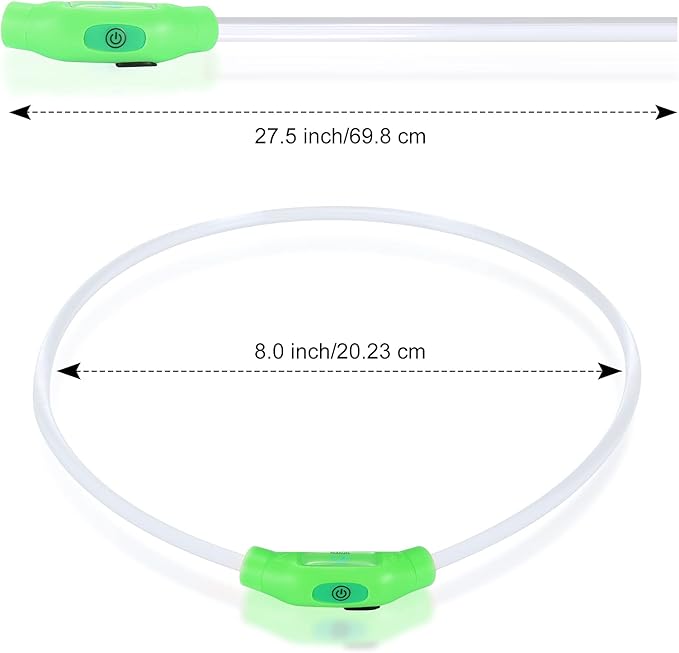 LED Dog Collar, Rechargeable Light Up Dog Collars,IP67 Waterproof Dog Lights for Night Walking,Adjustable, Reusable Safety Necklace for Small Medium Large Dogs (Green)