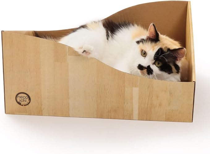 Hideaway Cat Scratcher Box for Indoor Cats - Cat Scratching Board, Horizontal Cat Scratch Pad Lounger with Reversible Usability and Extra Comfort for Lounge(Oak)