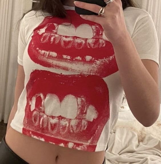 Graphic Tees Y2k Baby Tee Teens 2000s Vintage T Shirts Emo Grunge Printed Summer Crop Tops 2024