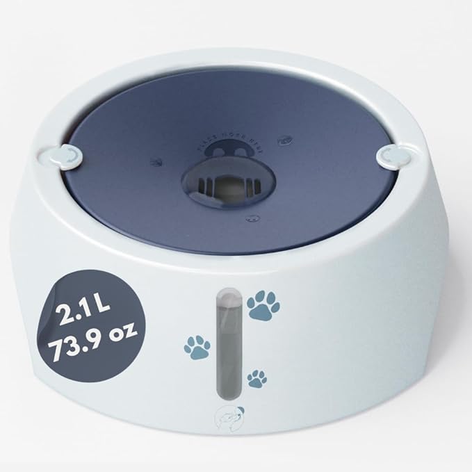 BARKING&MAD no Spill Water Bowl for Dogs 73.9oz (2.1L) - Anti-gulping, Slow Water Feed Dispenser for Large and Medium-Sized Breeds for Slow Drinking and Messy gulping Sloppy Drinkers