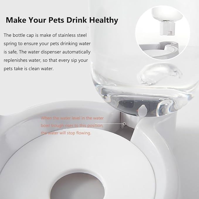 Dog Bowls, Puppy Cat Food and Water Bowl Set with Water Dispenser and Stainless Steel Bowl Detachable Gravity Pet Feeder and Waterer Set for Cats Dogs Puppy Rabbit (Blue)