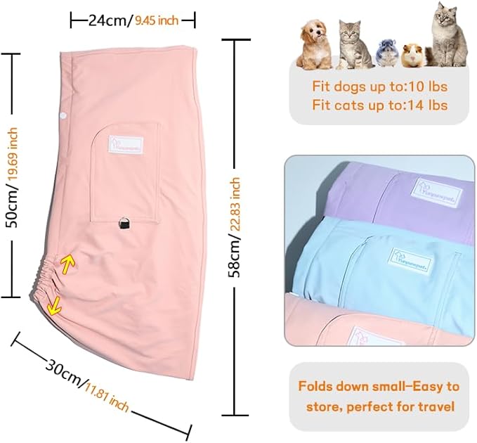Dog Sling Carrier – Ice Silk Dog Slings for Small Dogs up to 10 lbs, Breathable Dog Carrier Sling with Adjustable Safety Strap & Buckle, Portable Cat Sling Carrier (Pink)