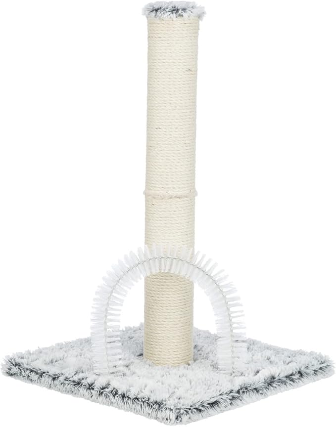 TRIXIE Lola Scratching Post with Grooming Brush, Durable Sisal, 24-in Tall, (Gray)