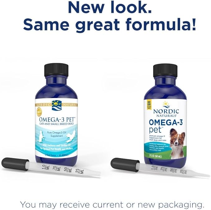 Nordic Naturals Omega-3 Pet, Unflavored - 2 oz - 294 mg Omega-3 Per One mL - Fish Oil for Small Dogs & Cats with EPA & DHA - Promotes Heart, Skin, Coat, & Immune Health