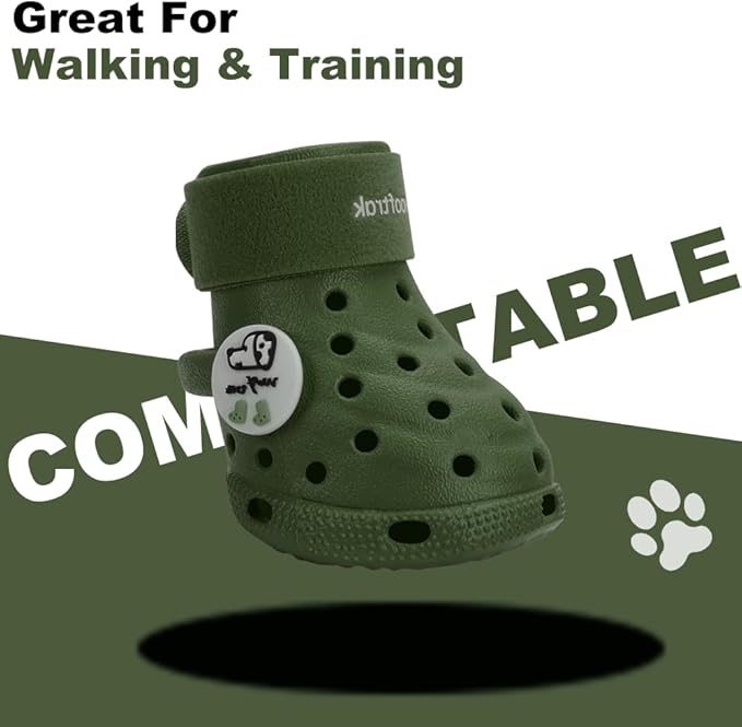 Dog Shoes Breathable Dog Shoe for Hot Pavement, Dog Booties and Paw Protectors, Non-Slip Waterproof Dog Sandals Boots (Green, M: (2.6’’x2.3'')(L*W))