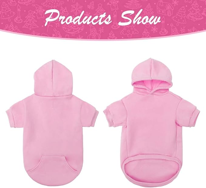 KOOLTAIL Basic Dog Hoodie - Soft and Warm Dog Hoodie Sweater with Leash Hole and Pocket, Dog Winter Coat, Cold Weather Clothes Sweatshirt for Small Medium Large Dogs Puppy Cat Boys Girls Pink M