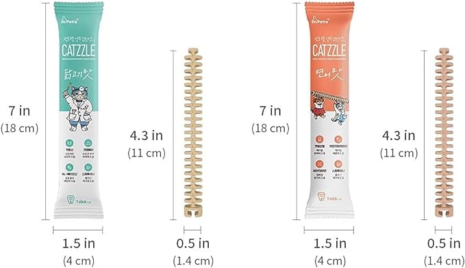 CATZZLE Cat Treats, Dental Chews for Indoor Cats, Cat Teeth Cleaning, Dental Care Snacks - Hairball Control (Salmon Flavor) (20 Sticks (Pack of 1))