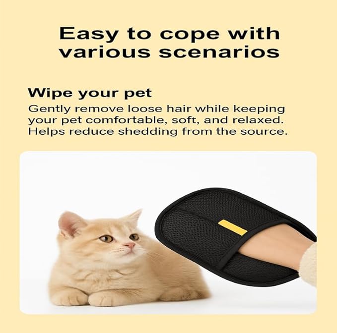 Pet Hair Removal Gloves for Cats & Dogs, Reusable Electrostatic Grooming Tool for Furniture, Carpet, Car Seat