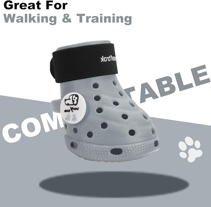 Dog Shoes Breathable Dog Shoe for Hot Pavement, Dog Booties and Paw Protectors, Non-Slip Waterproof Dog Sandals Boots (Gray+Black, S: (2.3’’x1.8'')(L*W))