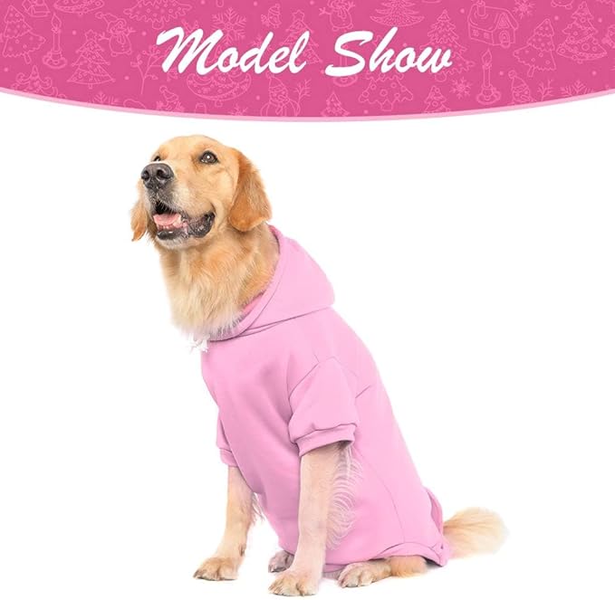 KOOLTAIL Basic Dog Hoodie - Soft and Warm Dog Hoodie Sweater with Leash Hole and Pocket, Dog Winter Coat, Cold Weather Clothes Sweatshirt for Small Medium Large Dogs Puppy Cat Boys Girls Pink XL/XXL