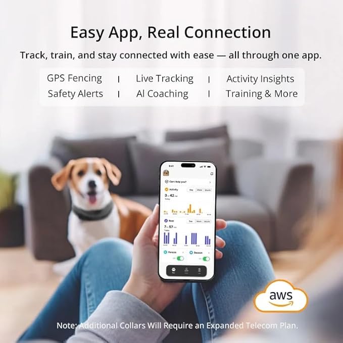 SATELLAI Dog Wireless Fences, Blue The Most Advanced GPS Dog Collar with AI Analysis, Precise Positioning, 5-Day Battery, and IP68 Waterproof, Flexible Virtual Fencing for Medium & Large Dogs