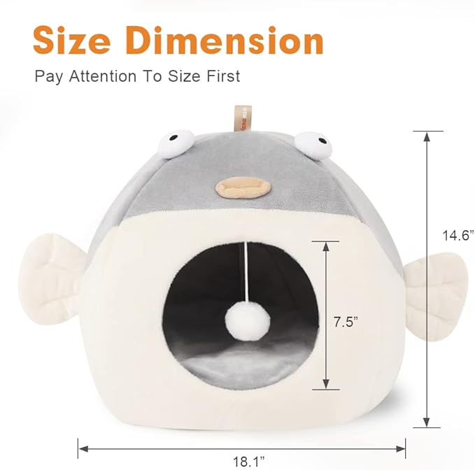 Vanansa Cat Bed for Indoor Cats, Soft Premium Pet Bed, Available in All Seasons,No Deformation, Anti-Slip Bottom, Great Medium Cat Houses for Indoor Cats, Roomy Cat Tent for Indoor Cats(L, 18" x 15")