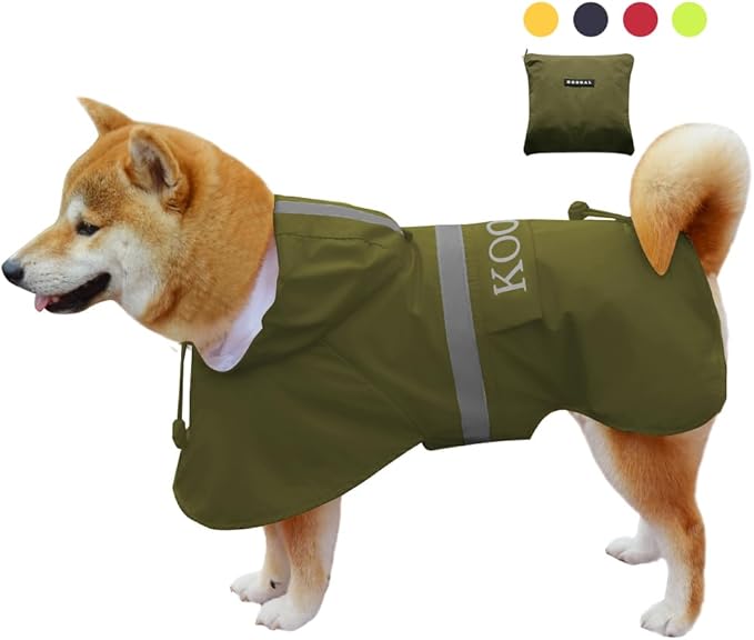 Hooded Dog Raincoat Apparel Poncho Waterproof Dog Clothes Pet Jacket,Dog Raincoats Winter Jacket for Small to Medium Dogs(Green,3XL)