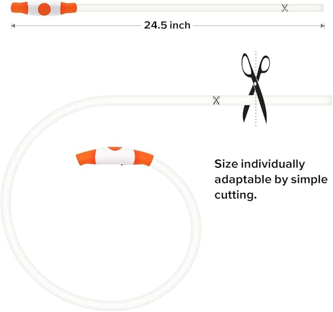 BSEEN LED Dog Collar, USB Rechargeable Glowing Pet Collar, TPU Cuttable Dog Safety Lights for Small Medium Large Dogs (Orange),70cm