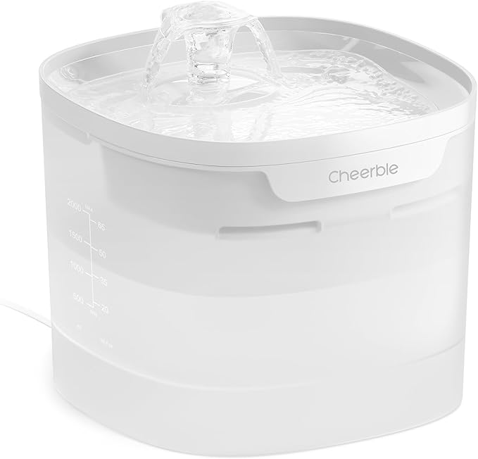 Cheerble Pumpless Cat Water Fountain, 2L/67oz Automatic Pet Fountain, Elfin E1 Lite Cat Fountain for Drinking, MagDrive™ Technology, Continuous Flow Mode, BPA-Free Cat Water Dispenser for Cats Dogs