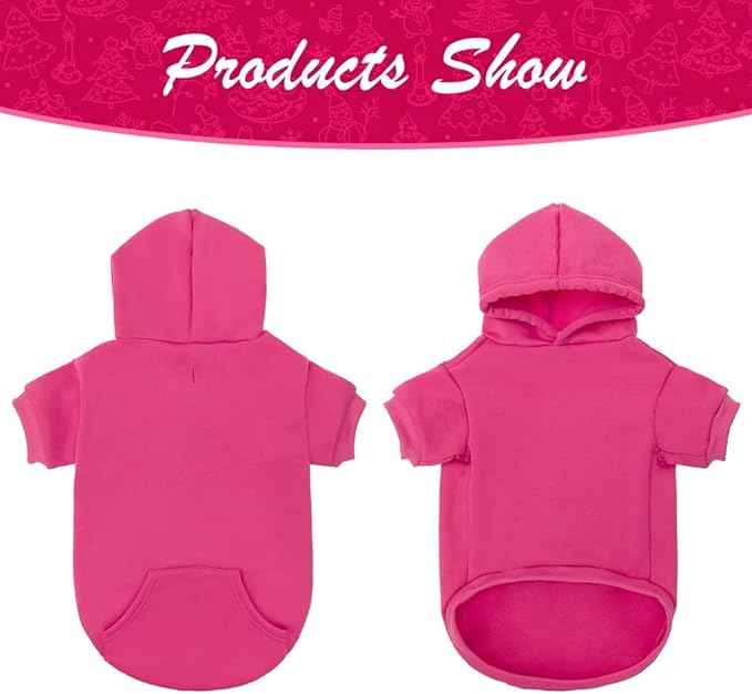 KOOLTAIL Basic Dog Hoodie - Soft & Warm Dog Hoodie Sweater with Leash Hole and Pocket, Dog Winter Coat, Cold Weather Clothes Sweatshirt for Small Medium Large Dogs Puppy Cat Boys Girls Deep Pink L