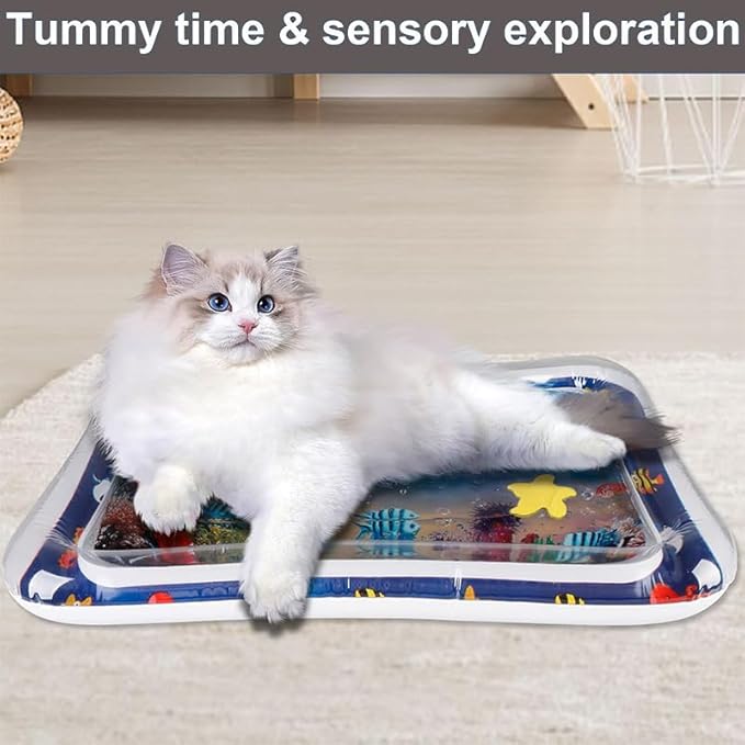 Water Sensory Playmat for Cats,Thickened Sensory Water Playmat for Cats,Cat Water Play Mat,Cat Toys for Bored Indoor Cats.-Dolphin Design