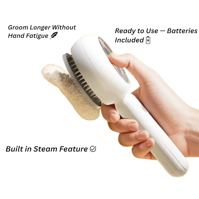 Steam Pet Grooming Brush for Dogs & Cats – Self-Cleaning De-Shedding & Hair Removal Comb with Water Spray, Anti-Static & Massage Tool for Long & Short Hair by Vivid Creations