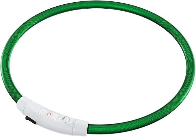 Led Light Up Dog Collar Rechargeable Waterproof, Glow in Dark Dog Collar, TPU Cuttable Lighted Dog Collars for Night Walking Charging USB, Safety for Small Medium Large Dogs Green