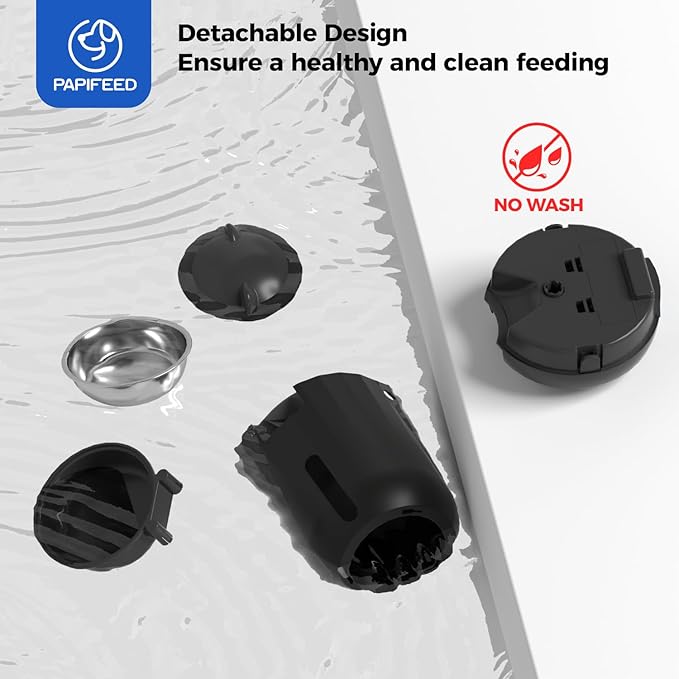 PAPIFEED Automatic Cat Feeder, 2.4G WiFi Auto Cat Food Dispenser with App Control, 3L Auto Pet Feeder with Dual Power Supply, Detachable for Easy Clean for Cats and Small Dogs, Black