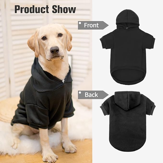 BINGPET Dog Hoodie, Fleece Lined Fall Cold Winter Soft Warm Puppy Sweatshirt with Leash Hole, Dog Sweaters Outfit,Pullover Happy Hoodie for Small Medium Large Dogs Cats