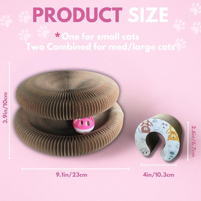 Fin & Jacky Magic Organ Cat Scratcher Board Toy, Upgraded Magnets & Durable High-Density Cardboard for Stability, Eco-Friendly, Kitty Kurlz Round Cat Scratcher, Interactive Indoor Playboard