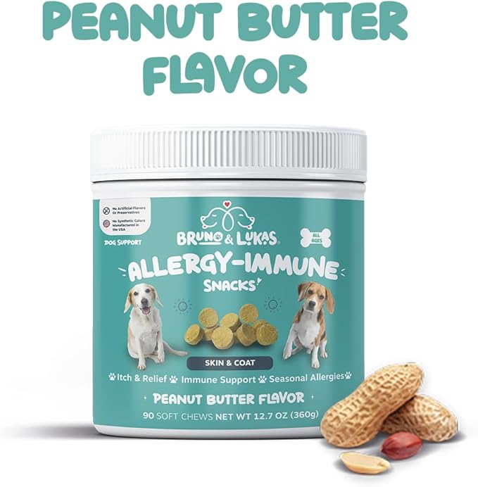 Dog Allergy Relief & Probiotic Chews - Omega 3 Salmon Oil for Itch and Shedding Control, Gut Health & Immune Support with Chicken Liver Flavor, for Skin Irritation & Digestive Health (90 Ct Each)