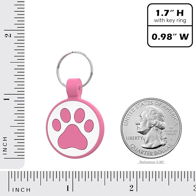 QR Code Cat Tag, Modifiable Pet Online Profile Page, Multiple Emergency Contact, Silent Silicone, Lightweight, No Jinging, Collar Accessories, QR Cat ID Tag (Small Breeds - 1", Rose)