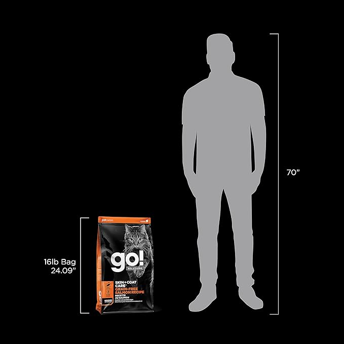 Go! Solutions Skin + Coat Care, Grain-Free Dry Cat Food, Salmon Recipe, 16 lb Bag