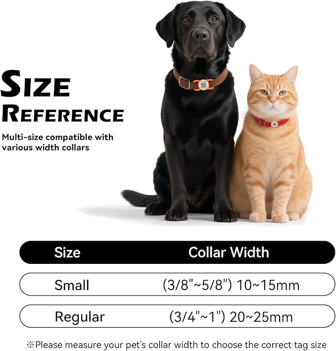 QR Code Dog Tag with NFC, Personalized Pet ID Tag, Silent Silicone Dog ID Tag, Modifiable Pet Online Profile, Multiple Emergency Contact, Scan QR Code Send Location Email (Small, Orange)
