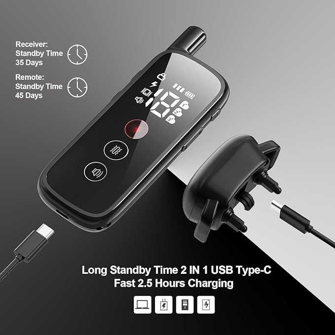 Dog Training Collar 3 Dogs, Dog Shock Collar with Remote - 2600Ft Range, Rechargeable Waterproof Electric Dog Collar, 3 Training Modes (Vibration, Beep, Shock) for E-Shock Collar(Black)