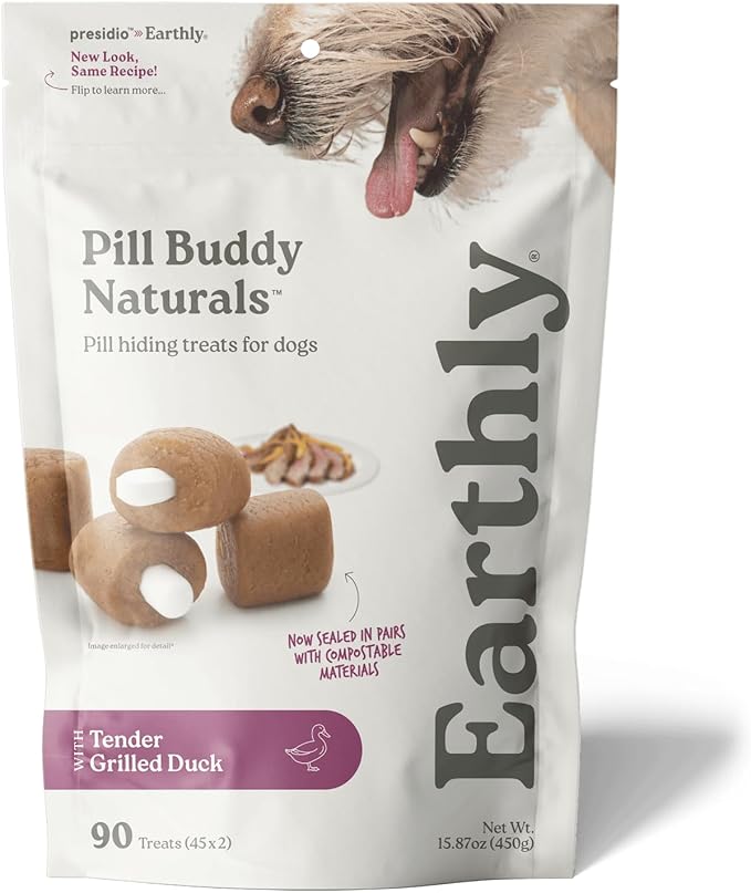 Presidio Pill Buddy Naturals - Duck (Chicken-Free) Hiding Treats for Dogs - Pocket for Any Size Medication - 90 Servings