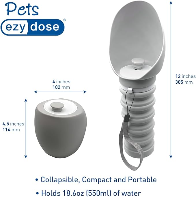 EZY DOSE Collapsible Pet Water Bottle, Portable Dog Water Dispenser for Travel, Leak-Proof, BPA-Free, Foldable Dog Water Bottle with Attached Bowl, Ideal for Hiking, Walking, and Outdoor Adventures