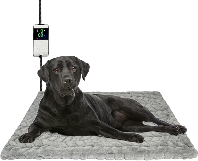 Dog Heating Pad, Completely Chew-Proof Cord Heated Dog Bed, Waterproof Adjustable Temperature Heated Cat Pad, Pet Heating Pad for Puppy Kitten, Electric Pads for Pregnant New Born Pet (L)