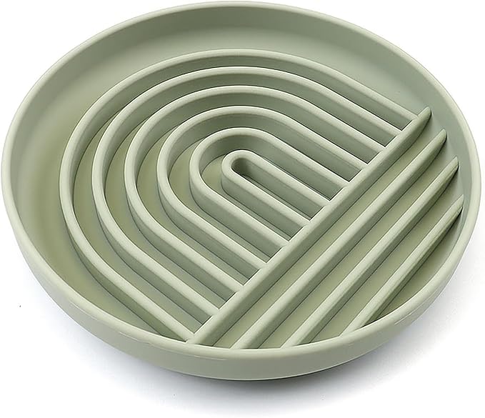 YINGFAN Slow Feeder Dog Bowls, Silicone Non-Slip Dog Slow Feeder Bowl, Puzzle Slow Eating Bowl for Medium to Small Dogs, Easy to Clean & Dishwasher Safe, 2 Cup, Green