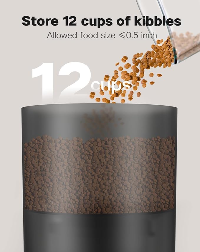 SURDY Automatic Cat Feeder for 2 Cats, 3L Food Dispenser Auto Cat Feeder with 2 Stainless Bowls, 10s Meal Call Dual Power Supply and Timer Setting 12 Portions 6 Meals Per Day for Cats and Dogs