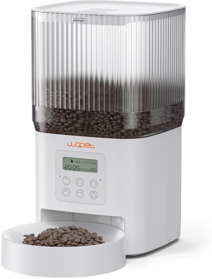 WOPET Automatic Cat Feeder, 4L Automatic Dog Feeder with 180-Day Battery Life, Programmable Cat Food Dispenser with Stainless Steel Bowl,1-6 Meals Per Day