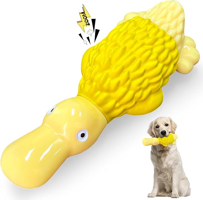 Dog Toys for Aggressive Chewers: Tough Dog Chew Toys-Large Squeaky Dog Toys for All Breed Sizes to Keep Them Busy (Yellow)