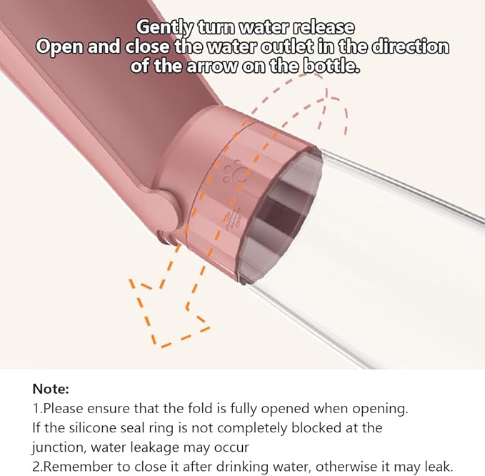 Portable Dog Water Bottle for Walking Pet Travel 19 OZ Leak proof Water Bottle Bowl with Drinking Feeder Cat Puppy Water Dispenser for Hiking Camping Pink