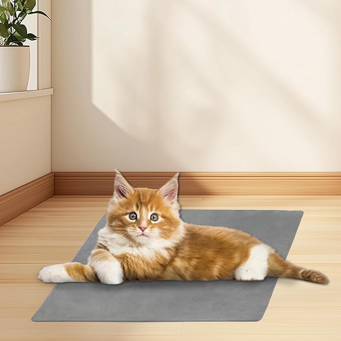 Cat Heating Pad with Timer, Pet Heating Pad 6 Adjustable Temperature Waterproof Dog Heated Pet Mat Indoor Electric Heated Cat Bed Washable Heated Pet Pad for Pets Cats Dogs with Chew Resistant Cord