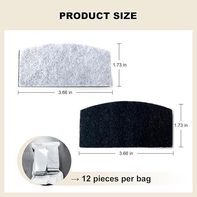 Cat Water Fountain Filters, 12 Pieces Set Cat Fountain Filter Replacement Compatible with 101oz/3L Pet Water Dispenser (12 Pices Filters)