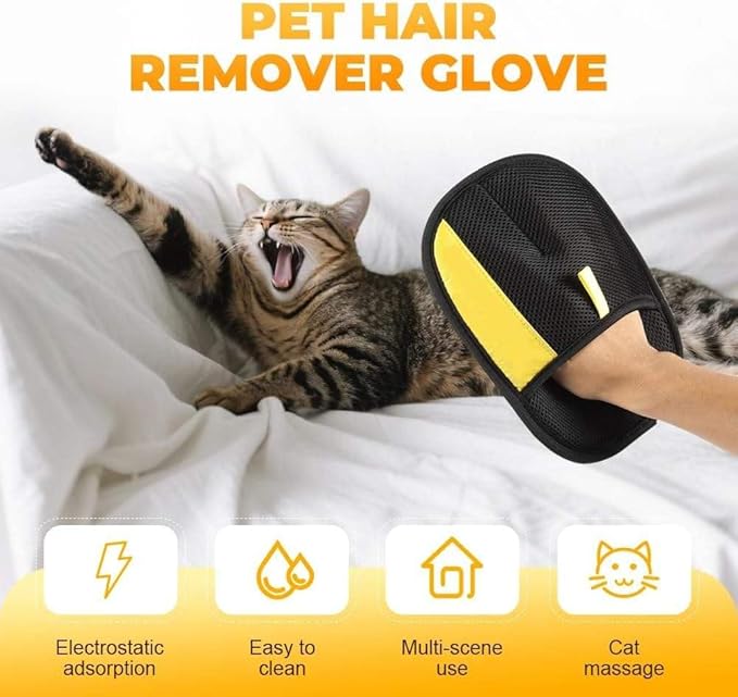 MYY Pet Hair Removal Glove, Electrostatic Pet Hair Removaler Gloves for Cats & Dogs, Furniture, Couch, Carpet, Car Seat, Clothing and Bedding, Pet Grooming Tool Upgraded Version