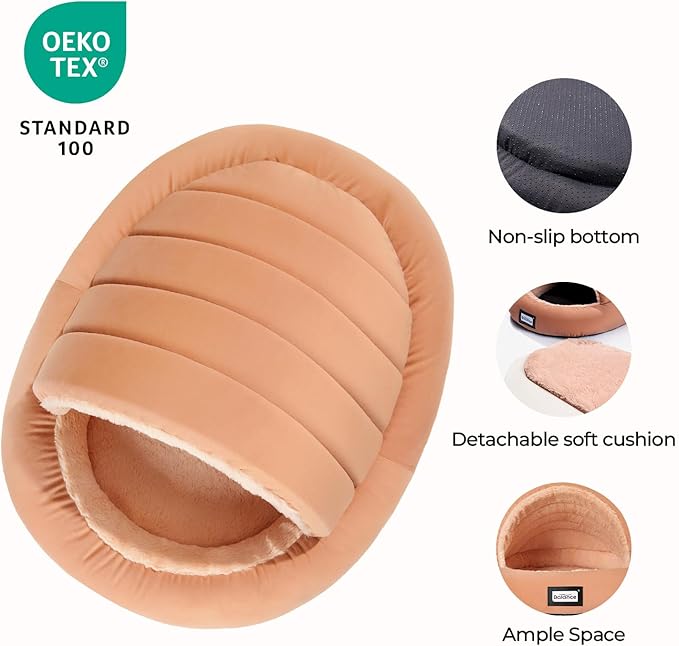 BALANCE 2 in 1 Cat Bed Cave for Kittens and Small Dogs, Cat Tents for Indoor Cats, Covered Cat Beds with Removable Cushion, Calming Cat Nest, Cat Hideaway, Washable Cat House with Non-Slip Bottom
