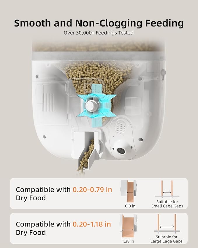 Hanging Rabbit Feeder, Programmable Automatic Pet Feeder with Dry Food Dispenser, Desiccant Bag and Portion Control for Rabbits Cats and Small Animals