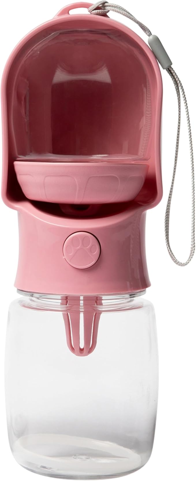 Leak Proof Portable Dog Water Bottle with Bowl – Travel Pet Water Dispenser for Walking & Hiking – Food Grade Plastic – Choose from 3 Colors (Pink, 320 ml)