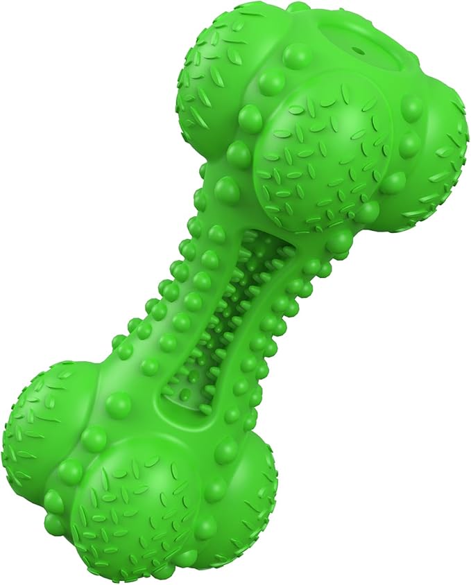 SCHITEC Squeaky Dog Chew Toy for Aggressive Chewers Large Breed, Tough Interactive Teething Rubber Bone for Big Medium Dogs