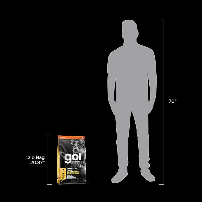 Go! Solutions Skin + Coat Care, Dry Dog Food, Duck Recipe with Grains, 12 lb Bag